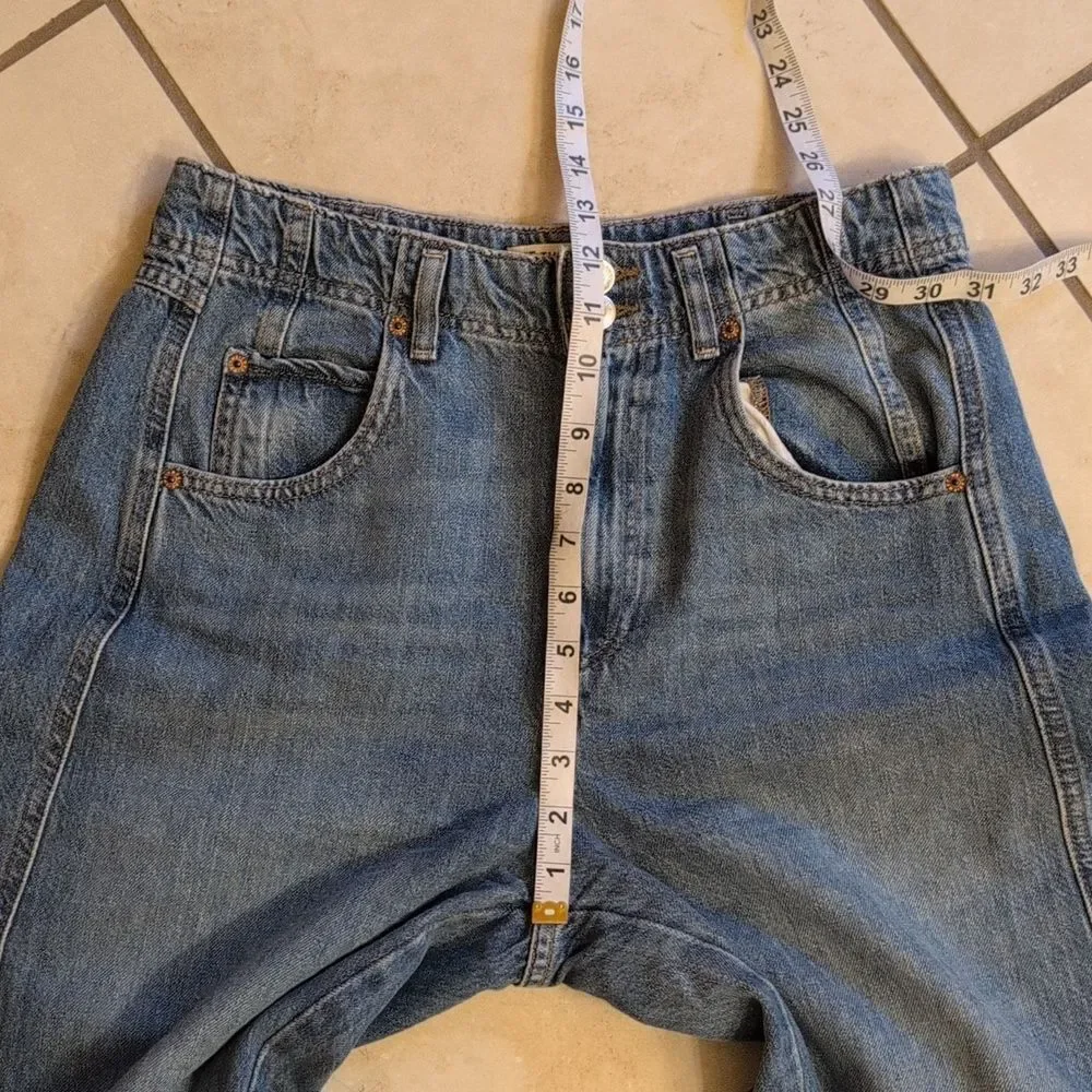 Free People Aster Straight Jeans Relaxed Fit Blue Denim Size 28